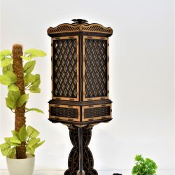 Moorish-Inspired Wooden Table Lamp – Antique Charm